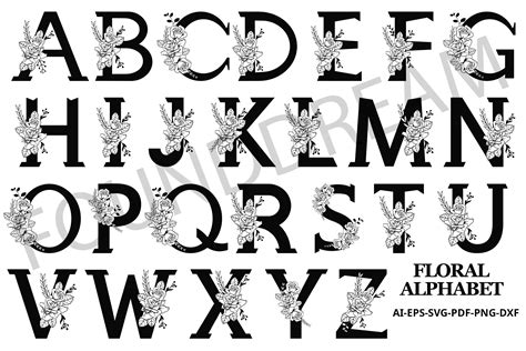 Collage Letters and Numbers Flower Alphabet svg Font svg alphabet digital DOWNLOAD Visual Arts ...