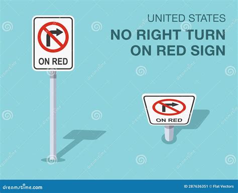 Isolated United States No Right Turn on Red Sign. Front and Top View ...