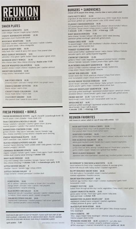 Siteline | First Look at the Menu for Reunion Kitchen, Now Open on East ...