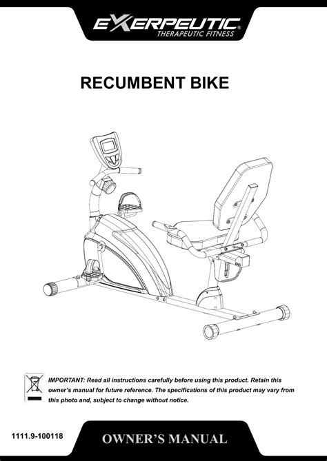 Exerpeutic Therapeutic Fitness Recumbent Bike Manual - All Photos Fitness Tmimages.Org