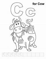 C For cow coloring Page With Handwriting Practice  Download Free sketch template