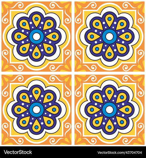 Mexican talavera tiles seamless design Royalty Free Vector