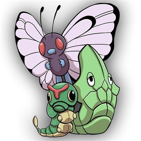 My Pokémon drawing challenge continues with Caterpie, Metapod and Butterfree! : pokemon