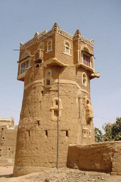 Mud brick architecture in Wadi Dhar, Yemen, these traditional “tower houses” accommodate ...