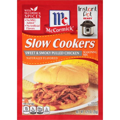 McCormick Slow Cookers Sweet & Smoky Pulled Chicken Seasoning Mix, 1.25 oz - Walmart.com