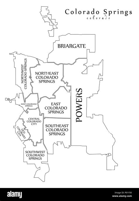 Modern City Map - Colorado Springs CO city of the USA with ...