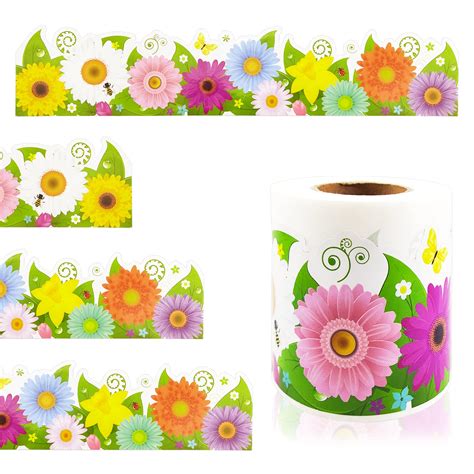 Buy 67.9 Ft Spring Bulletin Board Borders Stickers Spring Flower Wave ...