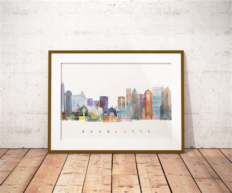 Charlotte Print, Skyline Art Print, Poster, Modern Wall Art, New Home ...