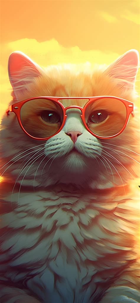 Beige Cat with Glasses Wallpapers - Animals Wallpapers for iPhone