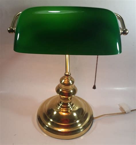 Vintage Style Curved Green Glass on Brass Bankers Desk Lamp 15" Tall ...