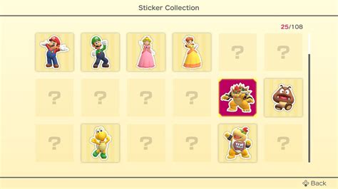 Stickers collection - Super Mario Party | Interface In Game