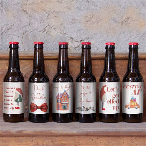 Funny Beer Lover Christmas Labels - 6 Pack IPA Reinbeers Brewdolf - Ritzy Rose