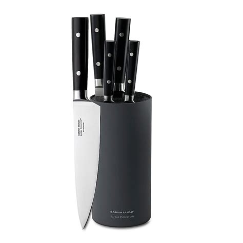 Gordon Ramsay By Royal Doulton 6-Piece Knife Block Set Black Chef ...