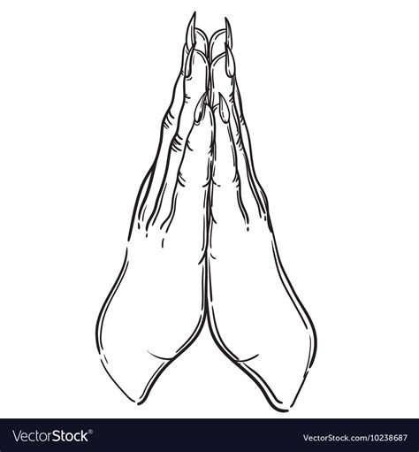 Line Drawing Of Praying Hands Royalty Free Vector Image | The Best Porn ...