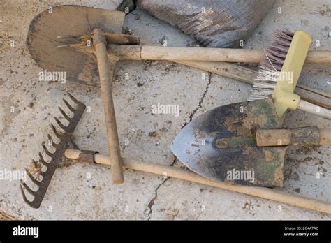 old and dirty farming tools Stock Photo - Alamy