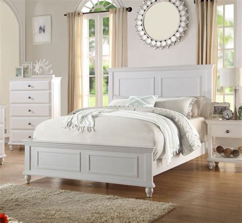 San Leon Coastal White Wood Panel Bed