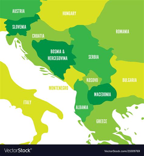 Political map of balkans - states of balkan Vector Image