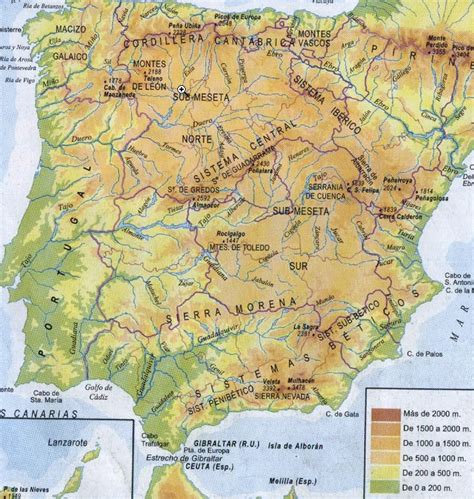 Mapa físico de la península ibérica | Recurso educativo 489999 - Tiching