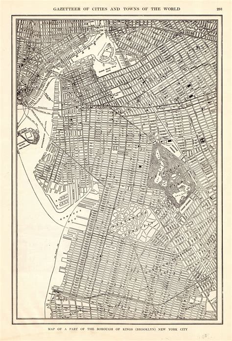 1909 Antique BROOKLYN Street Map of Brooklyn New York City Map Wall Art ...