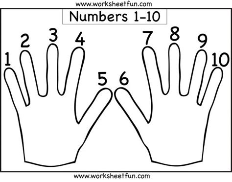 Hand Worksheet – Finger Counting 1-10 – Number Counting – 1-10 / FREE Printable Wor… | Printable ...