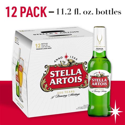 Stella Artois Lager, 12 Pack Beer, 11.2 FL OZ Bottles, 5.0% ABV ...