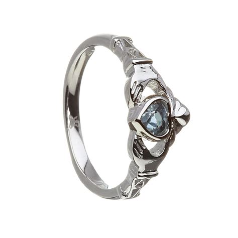 December - Blue Topaz Birthstone Claddagh Ring