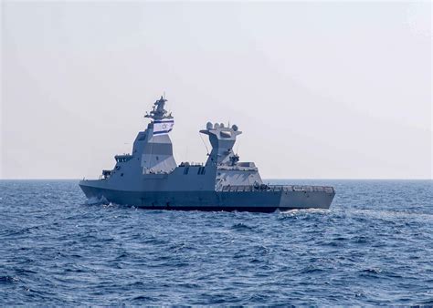 Israeli Navy Sa’ar 6-class corvette sails in the Med during exercise Juniper Oak 23-2, Jan. 24 ...