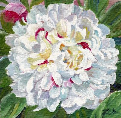 Zeh Original Art Blog Watercolor and Oil Paintings: White Peony - Acrylic Canvas Painting