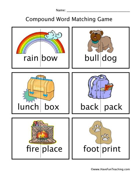 Compound Words Worksheet For Kindergarten