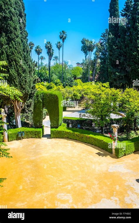 Real Alcazar Gardens in Seville Andalucia Spain Stock Photo - Alamy