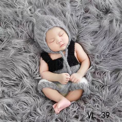 Newborn Props 2pcs/set Baby Boy Girls Costume Infant Knitted Romper+Hat Outfit Baby Props Shoot ...