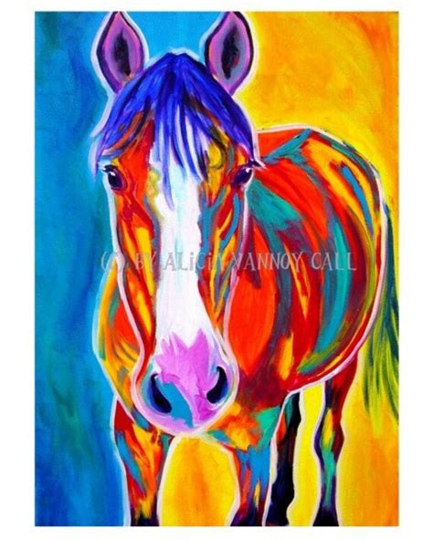 Colorful Horse Painting Print 8x10 by Alicia VanNoy by dawgpainter