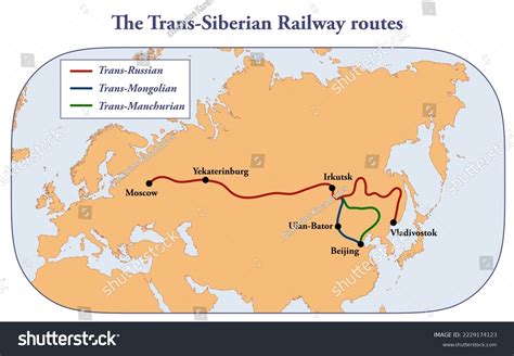 Trans-siberian Railway Route Map Stock Illustration 2229174123 | Shutterstock