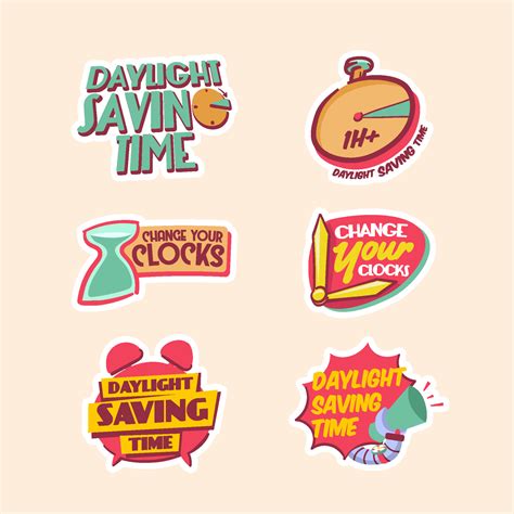 Daylight Saving Time Sticker Set 4821606 Vector Art at Vecteezy