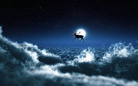 HD wallpaper: Santa Reindeer HD, flying reindeer, christmas | Wallpaper ...