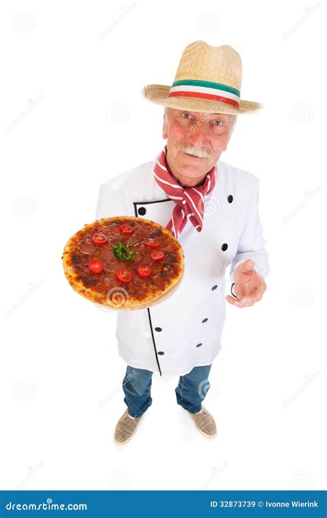 Italian cook with pizza stock image. Image of holding - 32873739