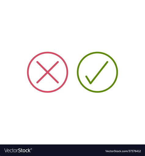 Check mark and cross box icons right and wrong Vector Image