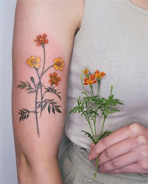 30+ October Birth Flower Tattoo Ideas: Cosmos & Marigolds - 100 Tattoos Flower Tattoo On Ankle ...