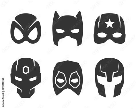 black super hero face mask icons set Stock Vector | Adobe Stock