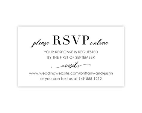 Online RSVP Card Wedding Invitation Inserts, Online Response Cards W ...