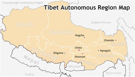 Tibet Region Map, Map of Tibet Autonomous Region