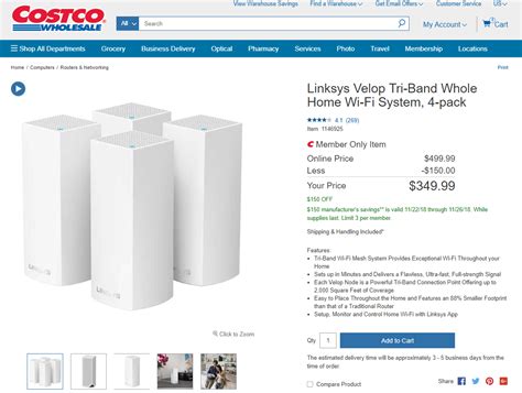 Linksys Velop Tri-Band Whole Home Wi-Fi System 4-pack is $350 ($150 off ...