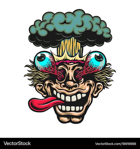 Cartoon head exploding eyes popping out Royalty Free Vector