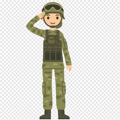 Soldier Salute Cartoon Army, Wearing a uniform salute soldier, people, boy, design png | PNGWing