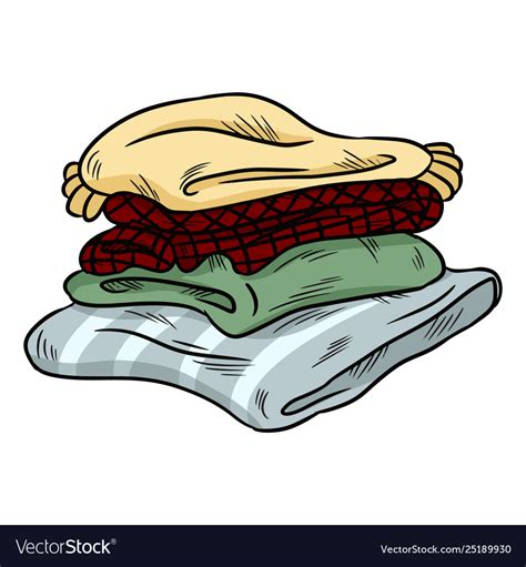 Neat cozy pile plaid doodle folded clothes Vector Image