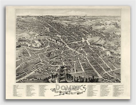 Dover NH 1888 Historic Panoramic Town Map - 20x28 | eBay