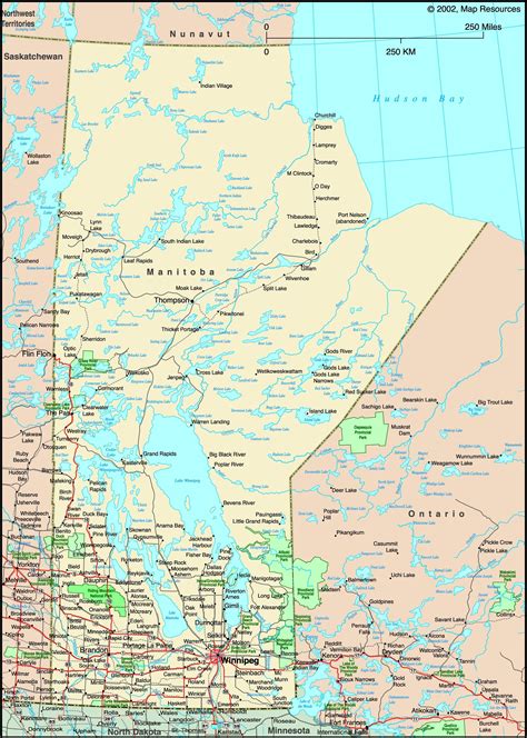 Detailed Map Of Manitoba