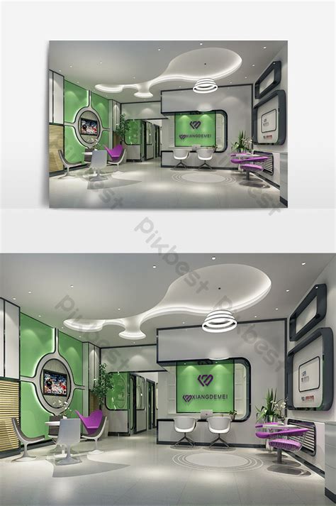 Modern minimalist beauty hospital front desk design | Decors & 3D ...