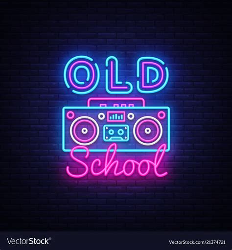 Old school neon sign retro music design Royalty Free Vector