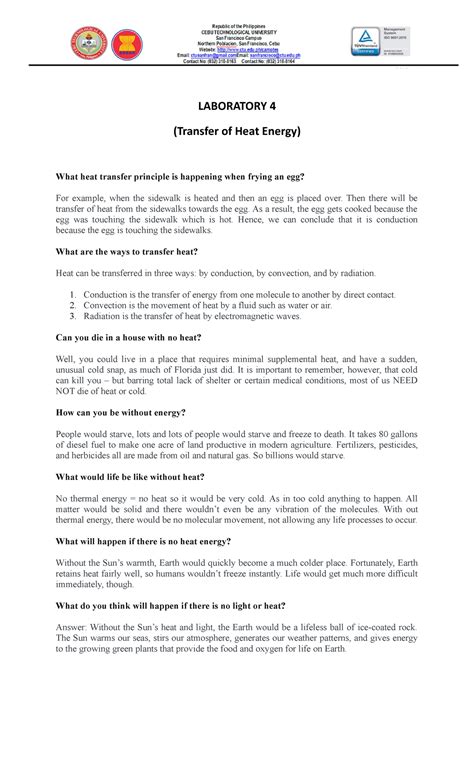 LAB-4-Transfer of Heat Energy - LABORATORY 4 (Transfer of Heat Energy ...